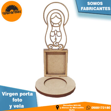 Virgen porta vela y foto