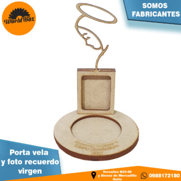 Recuerdo Virgen porta vela y foto