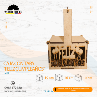 Caja con tapa "Feliz Cumpleaños''